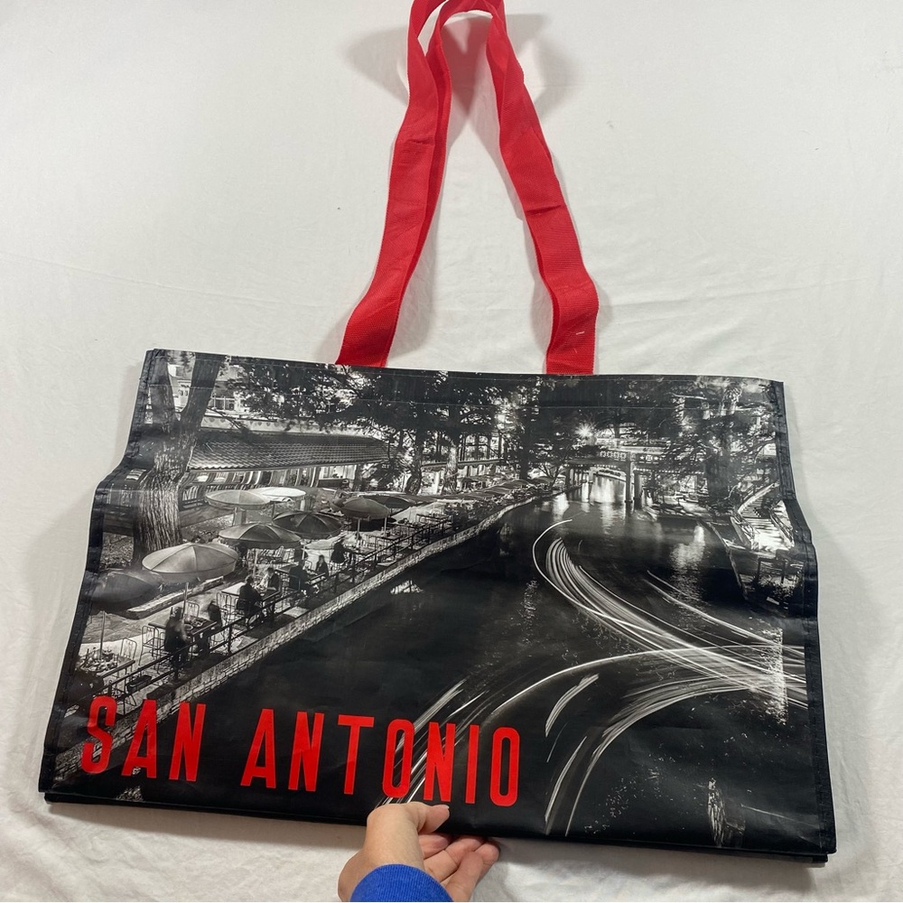 Austin Skyline Shopping Bag Tote Bag with Red Handles - Picture 3 of 5